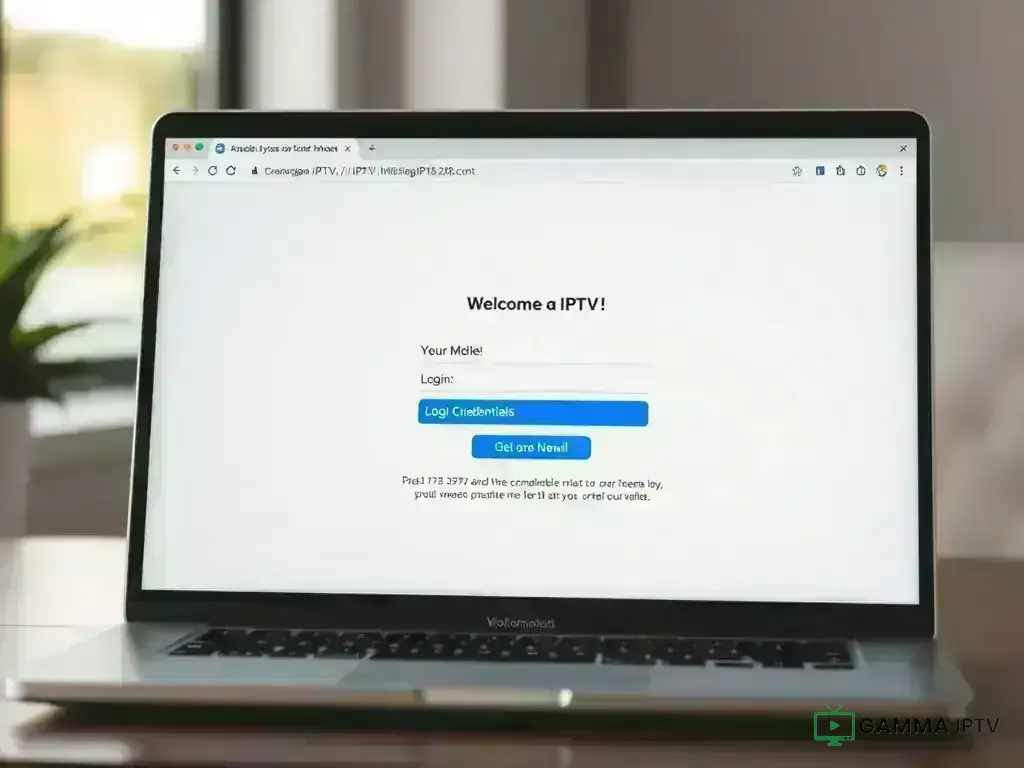 Welcome email showing Gamma IPTV login credentials